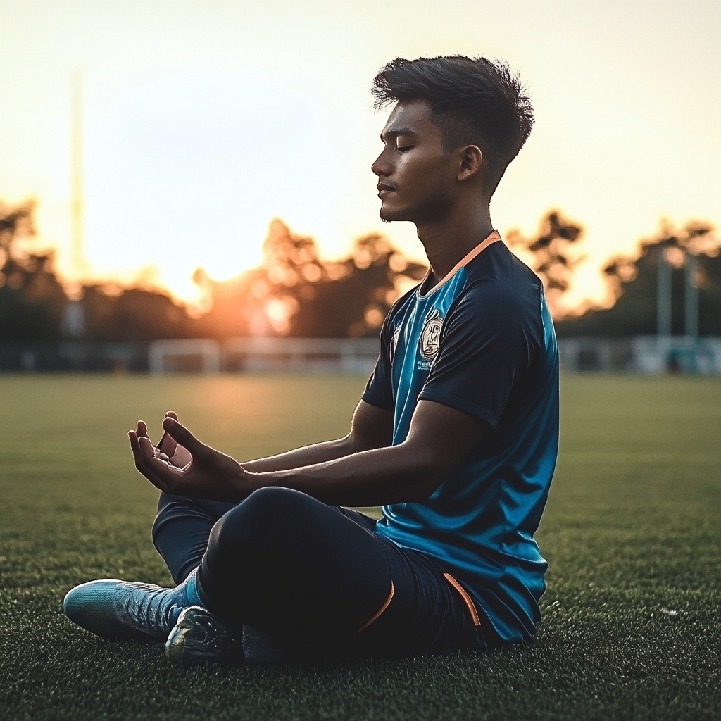 soccer player meditating