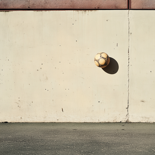 passing a soccer ball against a wall