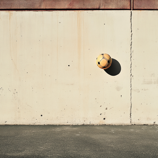 a soccer ball passed against a wall