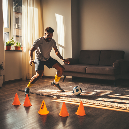 a player with cones in a living room