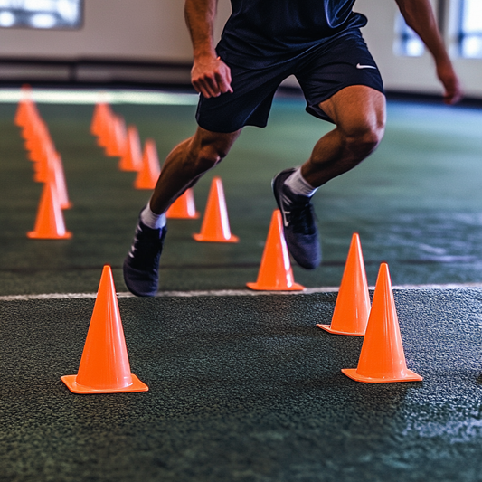 running through cones