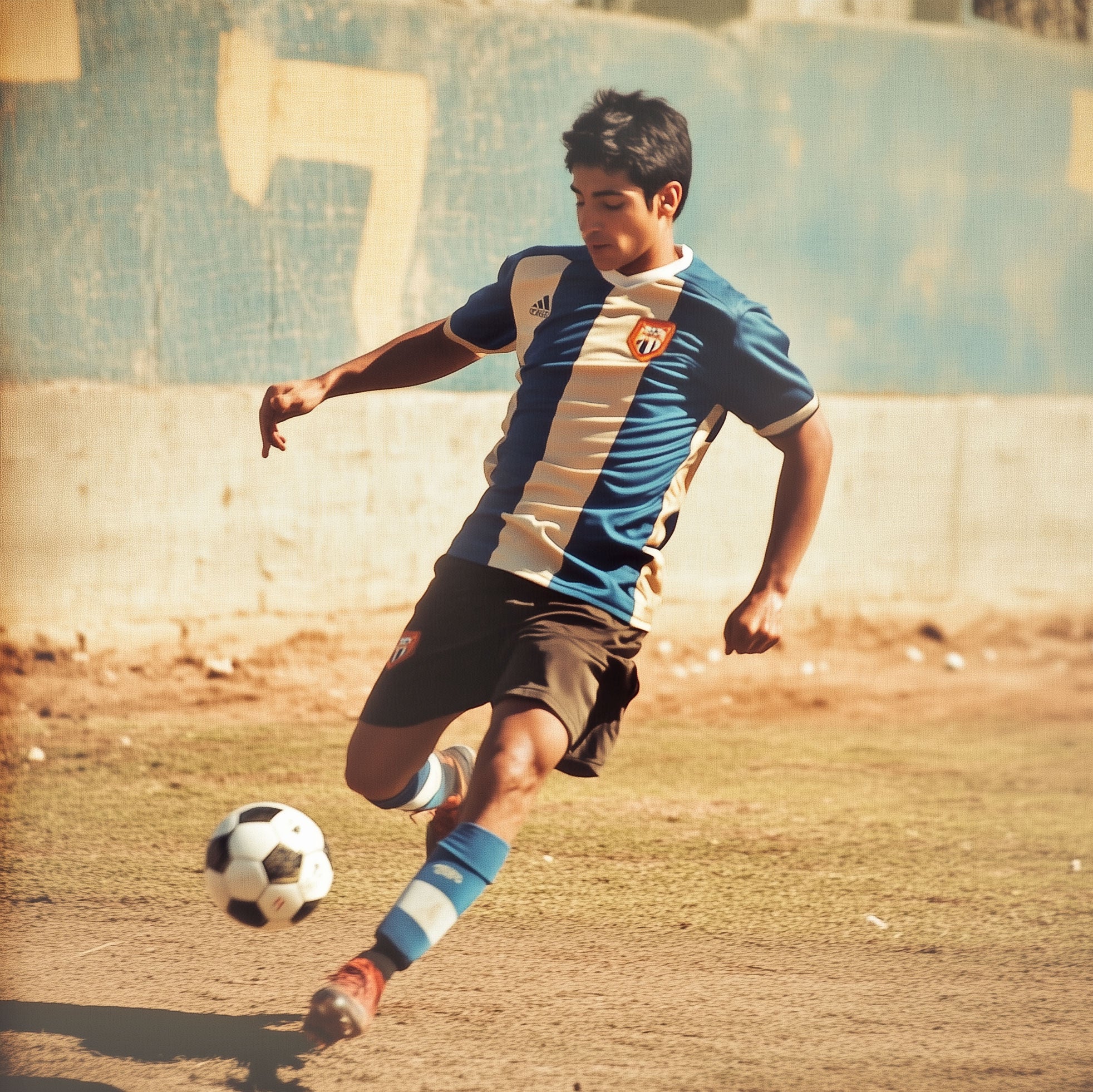 el maestro dribbling a ball